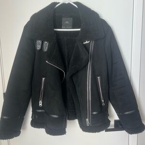 Black Shearling Aviator Jacket